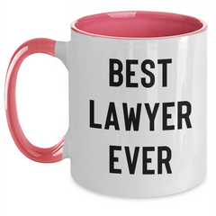 Funny Lawyer Gifts from Friends for Graduation, Best Lawyer Ever Two Tone Coffee Mug, 11oz Ceramic Microwave Dishwasher Safe - Main