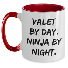 Valet By Day Ninja By Night Two Tone Coffee Mug Funny Graduation Gifts for Men from Friends - Main