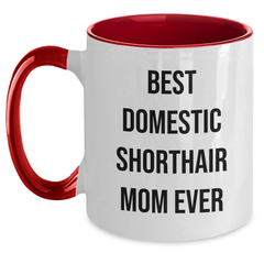 Funny Domestic Shorthair Cat Mom Gifts from Men to Fathers on Father's Day - Two Tone Ceramic Mugs - 'Best Domestic Shorthair Mom Ever' - Main