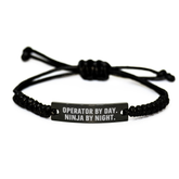 Operator Gifts, Funny Quote by Day, Ninja by Night, Adjustable Rope Bracelet for Men, Unique Father's Day Unique Gifts from Men to Operator - Image 1