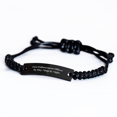 Law Enforcement Officer Gifts, Graduation Unique Rope Braceltes from Men, For Law Enforcement Officer, 'Law Enforcement Officer By Day. Ninja By Night.' Engraved - Image 2