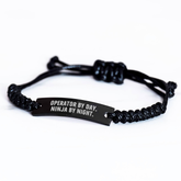 Operator Gifts, Funny Quote by Day, Ninja by Night, Adjustable Rope Bracelet for Men, Unique Father's Day Unique Gifts from Men to Operator - Image 2