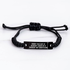 Funny Mortician Gifts for Men - Sorry This Guy Is Already Taken By A Smokin' Hot Mortician Rope Bracelet, Adjustable from 3.34 to 9.84 inches, Father's Day Unique Gifts from Friends for Mortician - Image 3