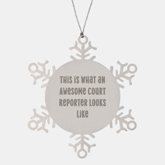 Funny Court Reporter Gifts, Snowflake Ornament with Inspirational Quote, Gifts from Friends for Court Reporters, Unique Christmas Unique Gifts - Image 1