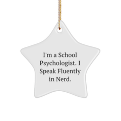 Funny School Psychologist Gifts, Star Ornament Quote, Christmas Unique Gifts from Coworkers, Gifts for School Psychologist Friends, MDF Material with High-Gloss Finish - Image 1