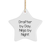 Drafter By Day Ninja By Night Star Ornament Gifts for Men from Christmas Unique Gifts - Image 1
