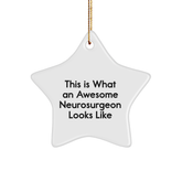 Fun Neurosurgeon Gifts from Friends to Neurosurgeons This Christmas, 'This Is What An Awesome Neurosurgeon Looks Like' Star Ornament - Image 1