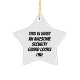 Security Guard Gifts from Friends, Christmas Unique Gifts for Awesome Security Guards - 'This Is What An Awesome Security Guard Looks Like' Star Ornament - Image 1