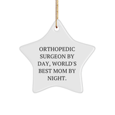 Orthopedic Surgeon Gifts from Men, World's Best Mom By Night Star Ornament, Funny Quote Christmas Unique Gifts for Orthopedic Surgeon - Image 1