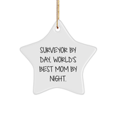 Surveys by Day, Stars at Night - Funny Surveyor Gifts from Mom - Christmas Star Ornament for Friends or Family - Image 1