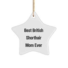 British Shorthair Cat Mom's Funny Christmas Unique Gift, Star Ornament for Her, Gifts from Family, for British Shorthair Cat Lovers - Image 1