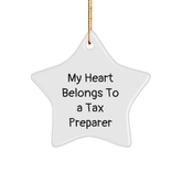 Funny Tax Preparer Gifts from Friends, My Heart Belongs To A Tax Preparer Star Ornament for Christmas Unique Gifts - Image 1
