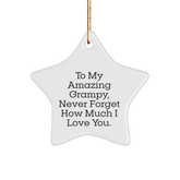 Gifts from Family to Grampy, Heartwarming Star Ornament for Christmas, 'To My Amazing Grampy, Never Forget How Much I Love You.' - Image 1