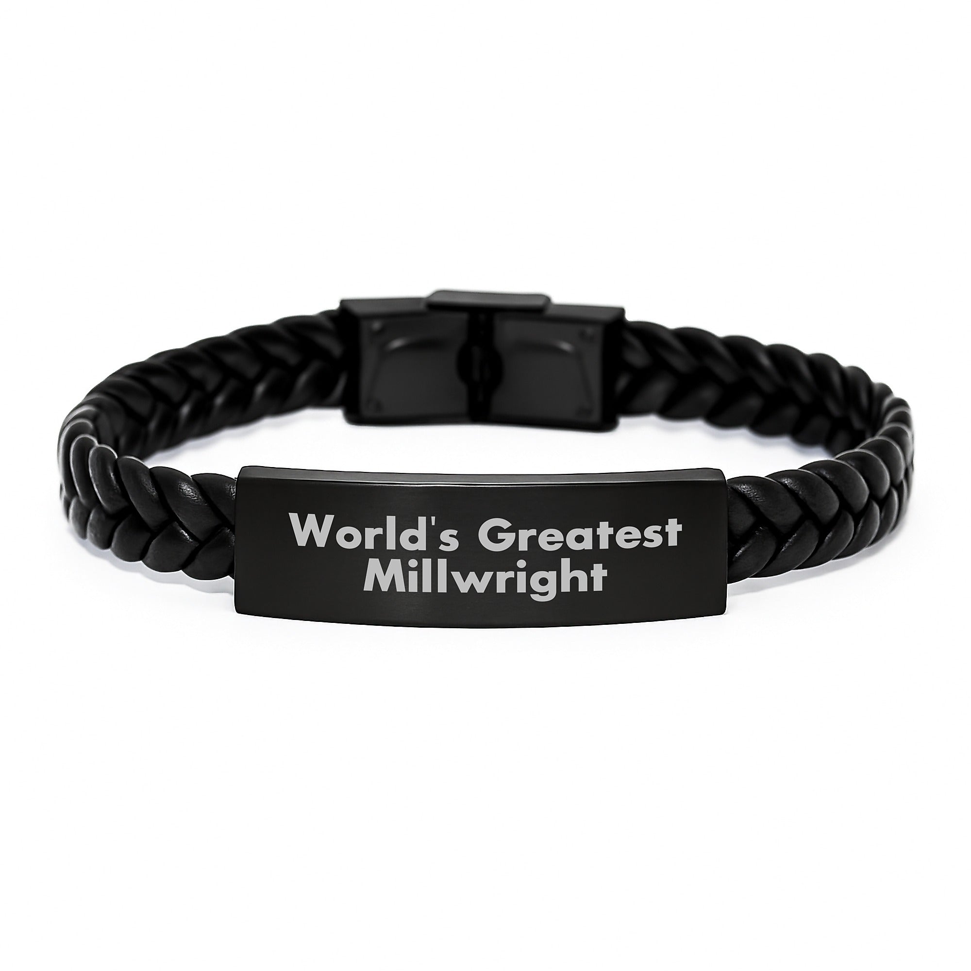 World's Greatest Millwright Funny Quote Interlaced Leather Bracelet Gifts for Millwright Men Christmas Unique - Image 1