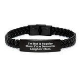Funny Domestic Longhair Cat Gifts from Mom - Birthday Unique Gifts for Domestic Longhair Cat Lovers - Interlaced Leather Bracelet for Women - Image 1