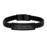 Funny French Bulldog Mom Gifts for Women Interlaced Leather Bracelet Presents from Mom to Daughter, Wife, Sister, and Friends this Christmas Season - Image 1
