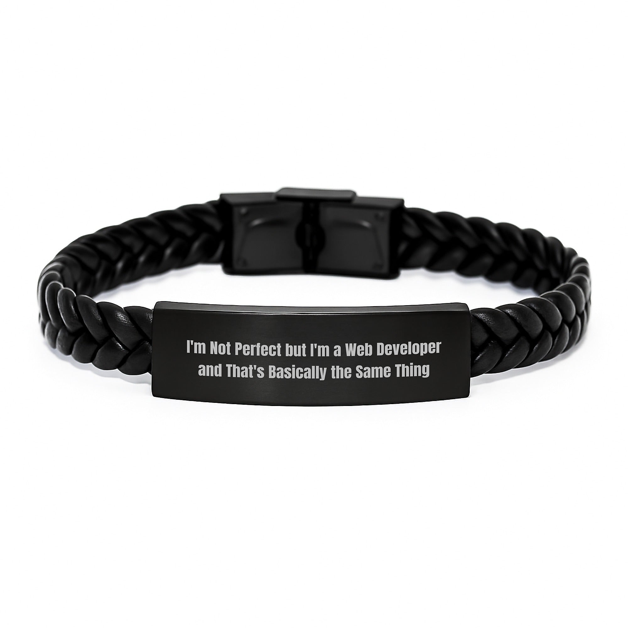 Web Developer Gifts, Funny Quote Interlaced Leather Bracelet, Gifts from Friends and Family for Web Developer Graduation, Perfect Unique Presents for Men and Women - Image 1