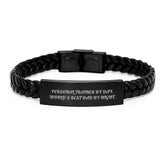 Personal Trainer by Day Funny Leather Interlaced Bracelet for Men Birthday Unique Gifts from Dad, Gifts for Personal Trainer, Unique Leather Interlaced Bracelet - Image 1