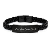 Funny Certified Court Clerk Gifts from Men to Birthday Court Clerk Interlaced Leather Bracelet - Image 1