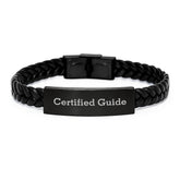 Funny Guide Gifts from Friends for Men, Certified Interlaced Leather Bracelet with Stainless Steel, Christmas Unique Presents for Guide Lovers - Image 1