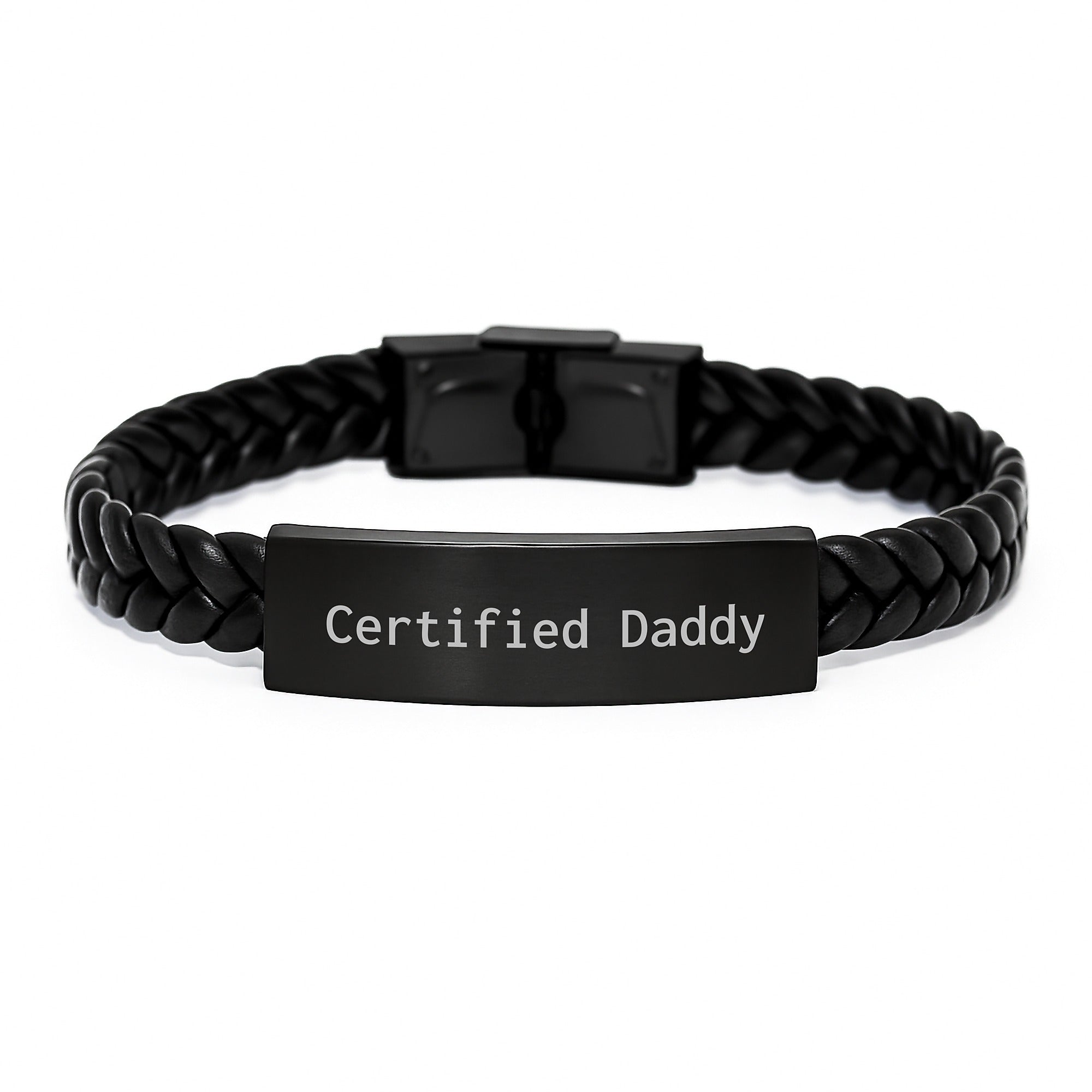 Funny Daddy Gifts Certified Interlaced Leather Bracelet, Gifts from Men to Daddy, Gifts for Daddy's Birthday, 'Certified Daddy' Quote with Stainless Steel and PU Leather - Image 1