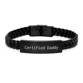 Funny Daddy Gifts Certified Interlaced Leather Bracelet, Gifts from Men to Daddy, Gifts for Daddy's Birthday, 'Certified Daddy' Quote with Stainless Steel and PU Leather - Image 1