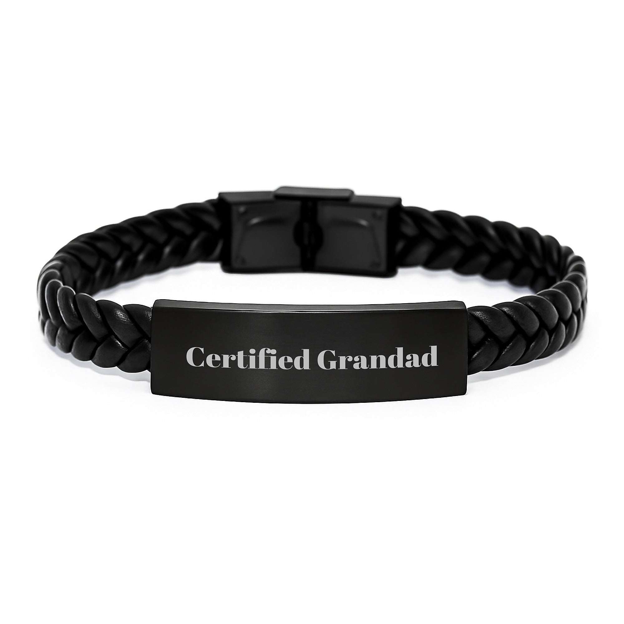 Funny Grandad Gifts, Interlaced Leather Bracelet for Men, 'Certified Grandad' Quote, Perfect Graduation Unique Gifts from Family to Grandad - Image 1