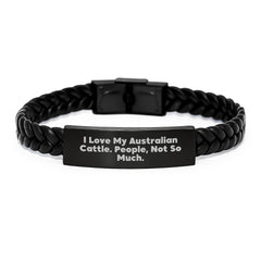 Funny Australian Cattle Dog Gifts for Men Women Friends Coworkers Family - Interlaced Leather Birthday Unique Gifts from I Love My Australian Cattle. People, Not So Much. - Image 1