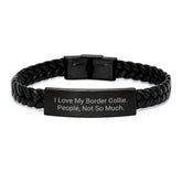 Funny Border Collie Dog Gifts for Men, Women, or Friends - Interlaced Leather Bracelet from Family, Coworkers, or You - Birthday Unique Gifts - Image 1