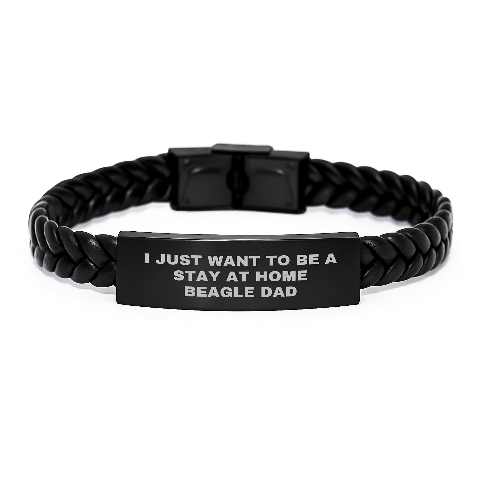 Funny Beagle Dog Gifts - I Just Want To Be A Stay At Home Beagle Dad Interlaced Leather Bracelet For Men - Graduation Unique Gifts from Family - Image 1