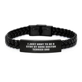 Boston Terrier Dog Gifts for Men - Interlaced Leather Bracelet with Funny Quote - Gifts from Men for Boston Terrier Dad's Graduation - Image 1