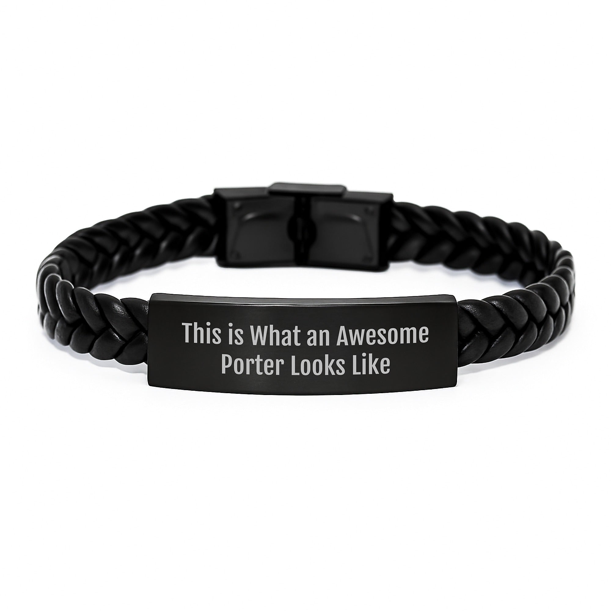 Porter Awesome Graduation Gift, Interlaced Leather Bracelet from Men, for Porter, Funny Quote, Unique Gifts - Image 1