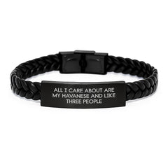 Havanese Dog Lover Interlaced Leather Bracelet Gifts from Men to Family - Image 1