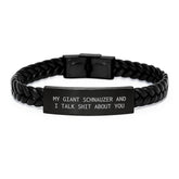 Funny Giant Schnauzer Dog Gifts, Birthday Unique Interlaced Leather Bracelet, Gifts from Friends for Family - Image 1