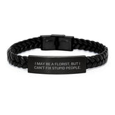 Funny Gifts from Friends for Florist Men - Interlaced Leather Bracelet with Funny Quote, Birthday Unique Gifts for Him - Image 1
