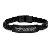 Funny Optometrist Gifts from Men, Funny Optometrist Unique Christmas Unique Gifts for Women with Interlaced Leather Bracelet Quote - Image 1