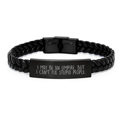 Funny Umpire Interlaced Leather Bracelet Gifts from Friends to Umpire Lovers, Christmas Unique Umpire Gifts for Umpire Men with Engraved Stainless Steel - Image 1