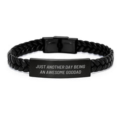 Awesome Goddad Gifts, Funny Quote, Interlaced Leather Bracelets for Men, Christmas Unique Gifts from Family - Image 1