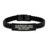 Funny Auditor Gifts for Men, Interlaced Leather Bracelet, I'm An Auditor. I Don't Argue. I Just Explain Why I'm Right. Birthday Unique - Image 1