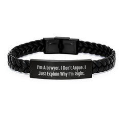 Funny Lawyer Gifts, I'm Right Interlaced Leather Bracelet for Men, Personalized Christmas Unique Gifts from Friends to Lawyer - Image 1