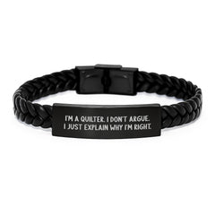 Quilter Christmas Unique Gifts, Funny Quilter Quotes, Interlaced Leather Bracelet for Quilter Men Women Friends, Gifts from Friends for Quilter - Image 1