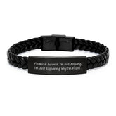 Funny Financial Advisor Christmas Unique Gifts from Friends, Unique Interlaced Leather Bracelet for Men, Women, Coworkers, Family - I'm Not Arguing, I'm Just Explaining Why I'm Right. - Image 1