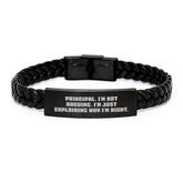 Funny Principal Gifts, Interlaced Leather Bracelet for Him, Gifts from Men, Christmas Unique Ideas for Principal, 'I'm Not Arguing. I'm Just Explaining Why I'm Right.' - Image 1