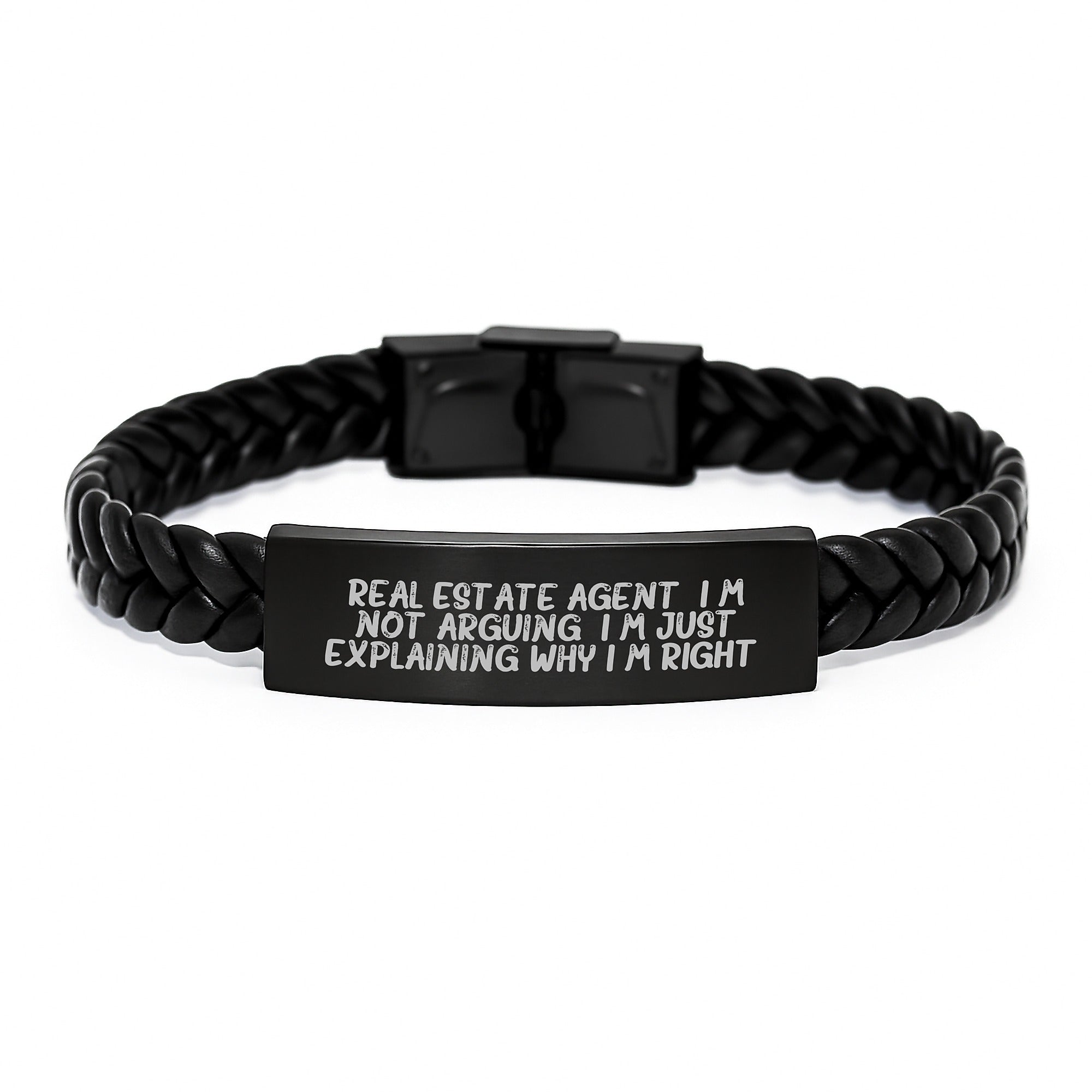 Funny Real Estate Agent Gifts from Men to Friends, Christmas Unique Leather Bracelets for Real Estate Agents, Interlaced Leather Bracelet with Stainless Steel and PU Leather - Image 1