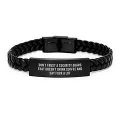 Funny Security Guard Quote Interlaced Leather Bracelets Gifts from Men to Security Guard Friends - Image 1