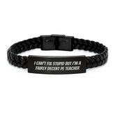 Funny PE Teacher Gifts from Men, Gifts for PE Teachers, Interlaced Leather Bracelet Men's Christmas Unique Accessories - Image 1