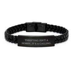 Gifts from Thrifting Enthusiasts to Friends, Men, Thrifting Unique Leather Bracelets, Thrifting Isn't A Hobby, It's A Calling. - Image 1