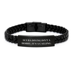 Scuba Diving Inspirational Gifts from Friends for Men Interlaced Leather Bracelets, Quotes 'Scuba Diving Isn't A Hobby. It's A Calling.' for Graduation Unique Gifts - Image 1