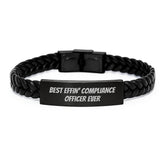 Compliance Officer Gifts from Friends, Best Effin' Compliance Officer Ever Interlaced Leather Braceltes for Men, Women, Coworkers, Family, Graduation Unique Gifts for Compliance Officer - Image 1