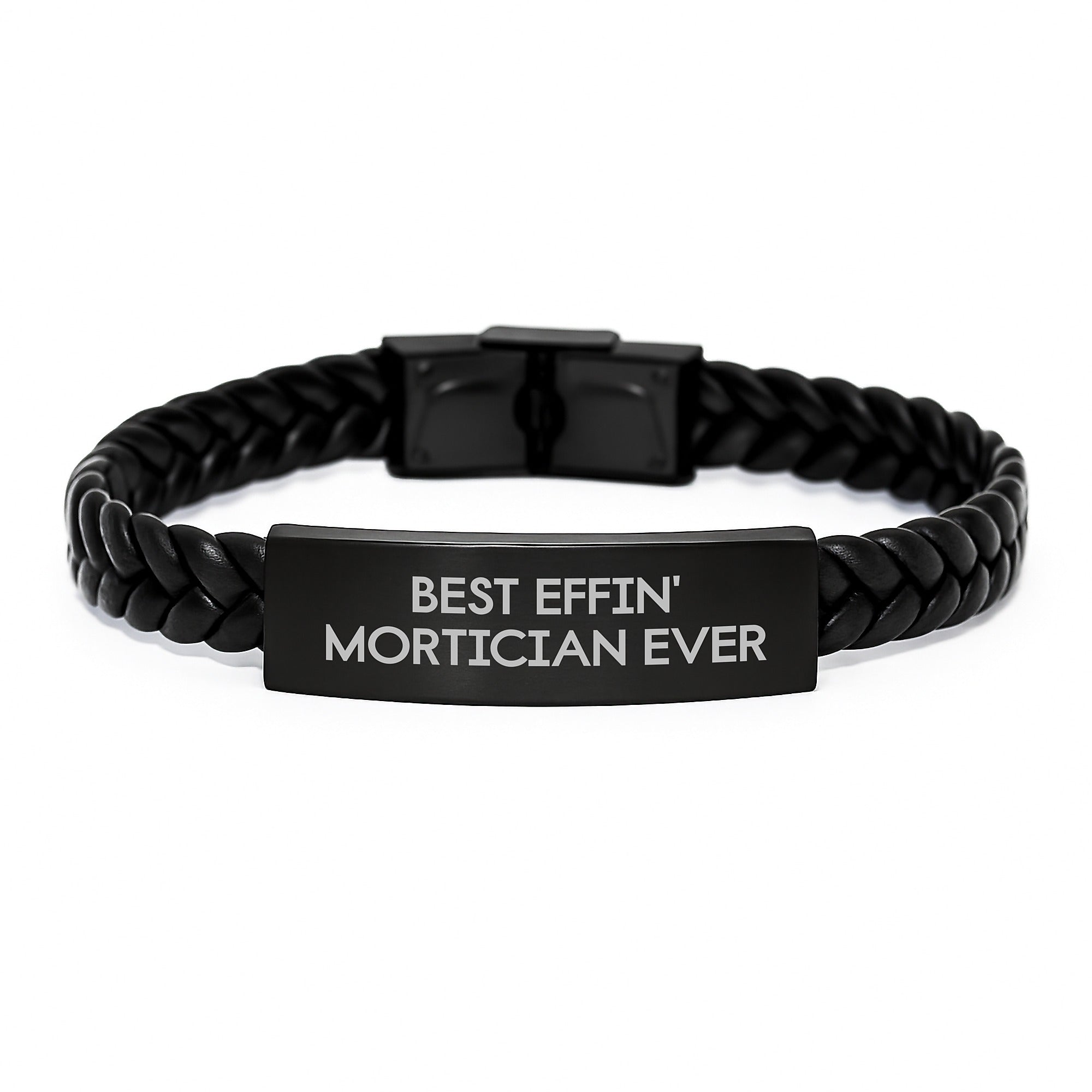 Funny Mortician Gifts from Men to Best Effin' Mortician Ever - Interlaced Leather Bracelet for Christmas Unique Presents - Image 1